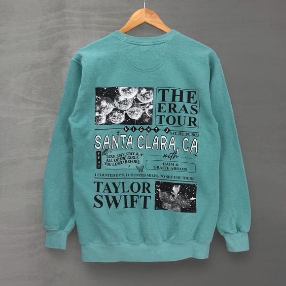 Comfort Colors Tops - Comfort Colors Taylor Swift Eras Tour Sweatshirt Teal Santa Clara Night 2 Small